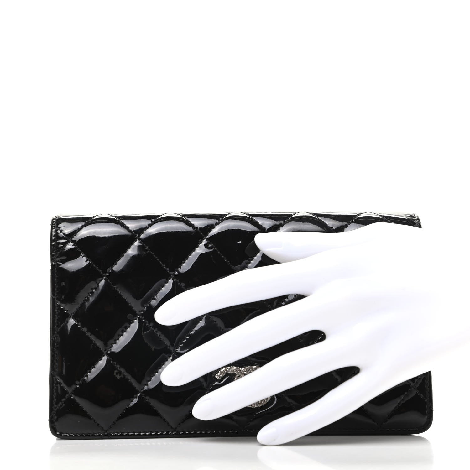 Chanel Patent Quilted Brilliant Yen Wallet Black 2 of 9