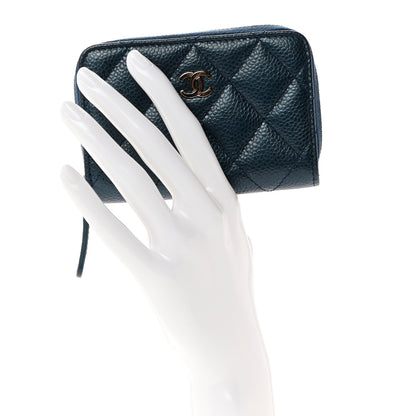 Chanel Iridescent Caviar Quilted Zip Coin Purse Dark Blue 2 of 7