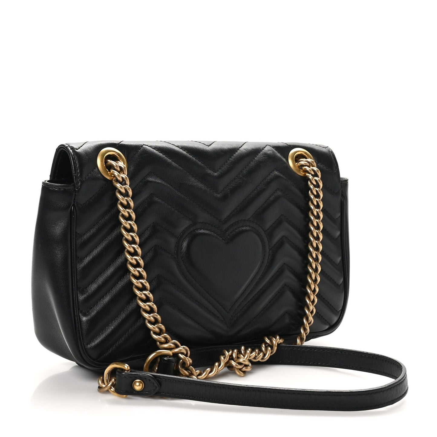 Calfskin Matelasse Small GG Marmont Shoulder Bag Black