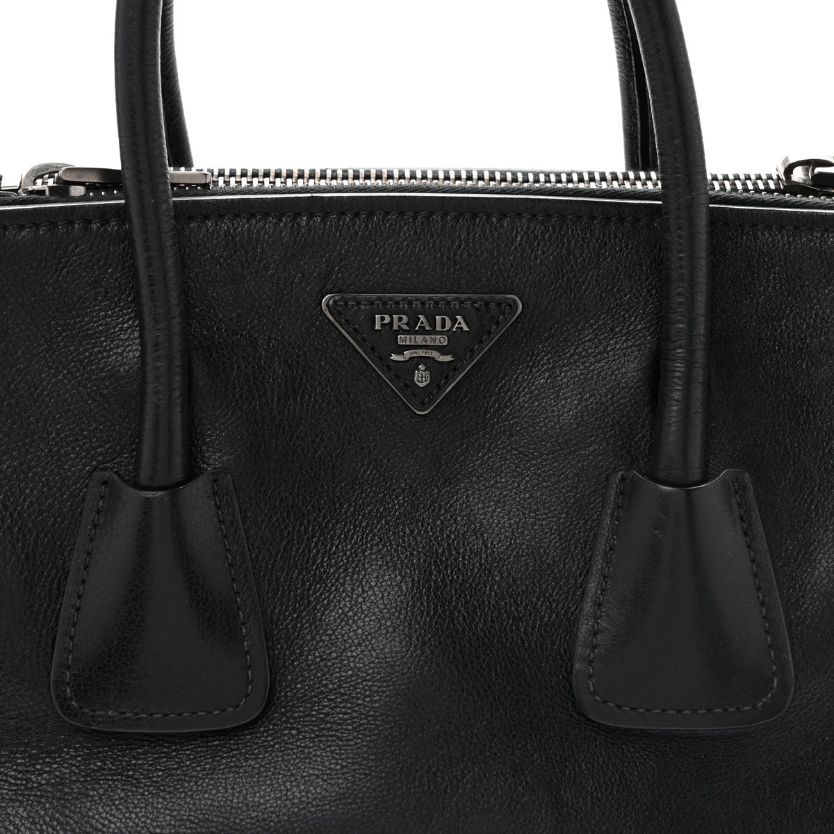Glace Calf Twin Pocket Tote Black
