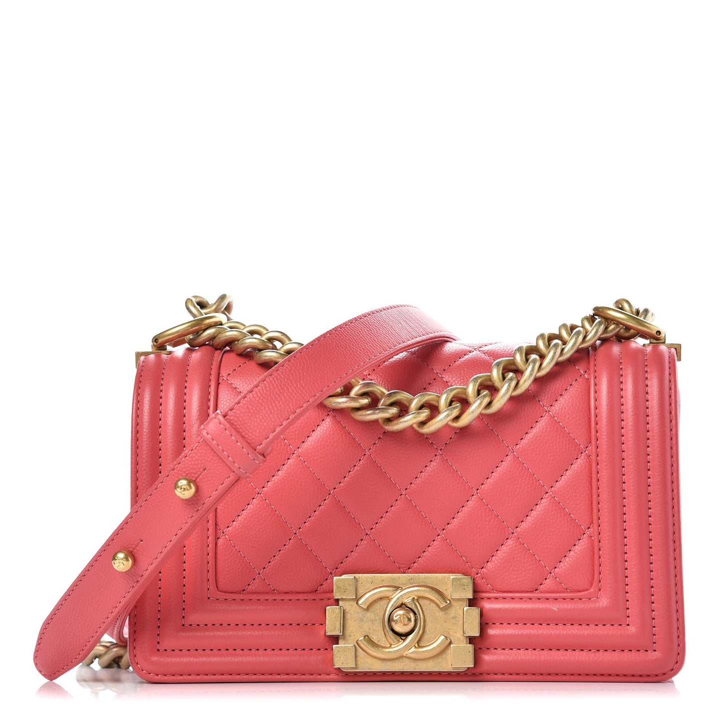 Caviar Quilted Small Boy Flap Pink