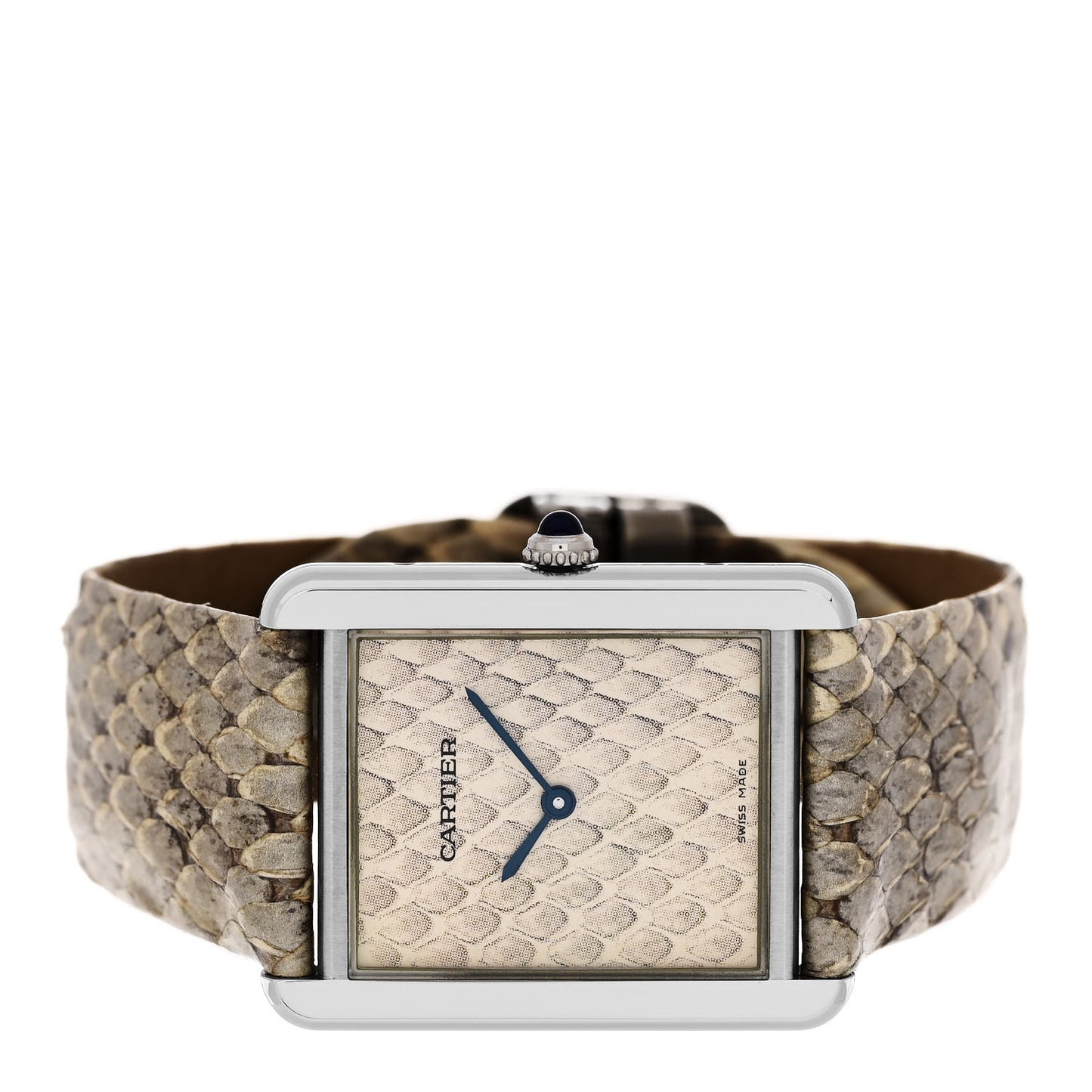 Stainless Steel Python 27mm Tank Solo Quartz Watch Taupe