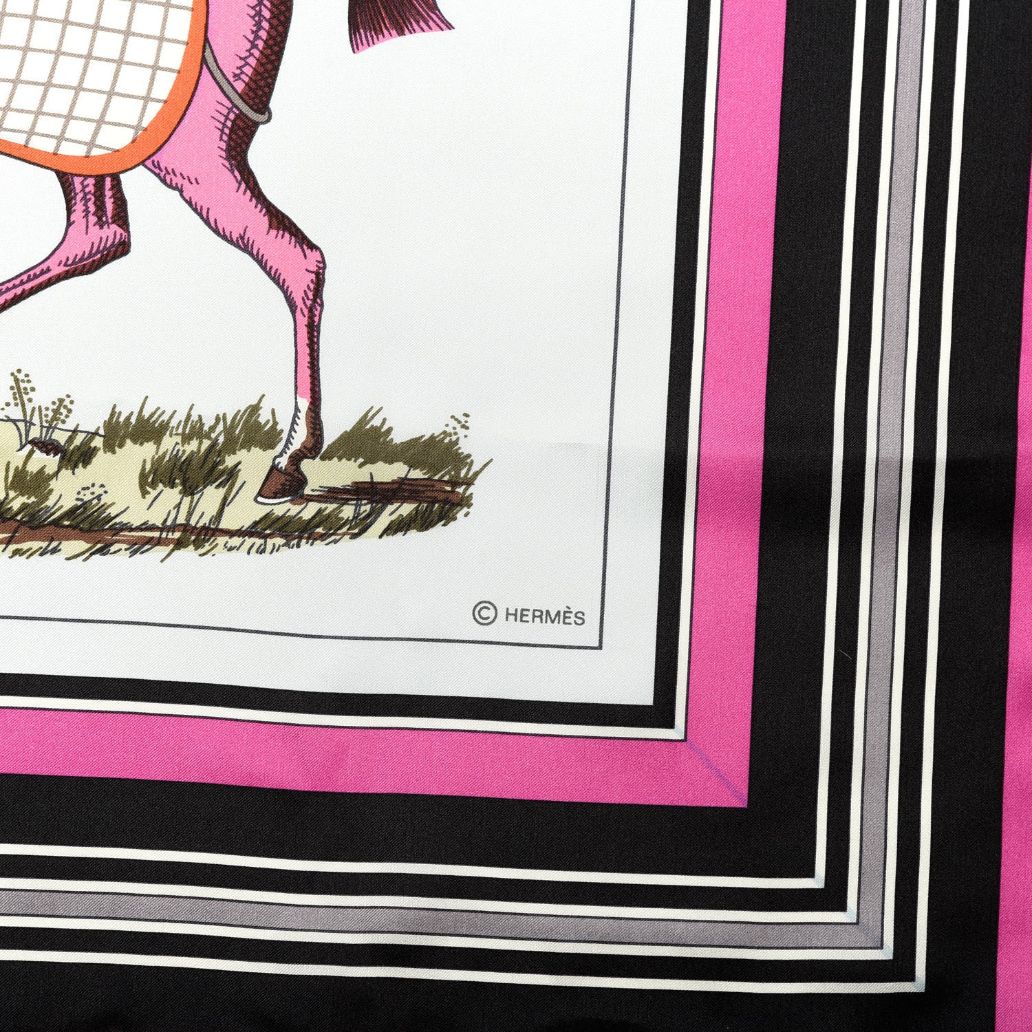 Hermes Silk Couvertures Et Tenues de Jour Scarf 140 Gris Perle Fuchsia Black 2 of 5