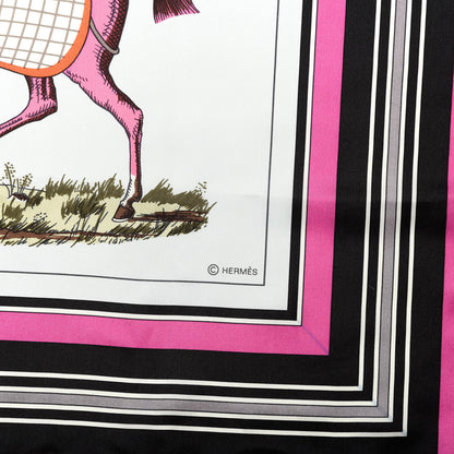Hermes Silk Couvertures Et Tenues de Jour Scarf 140 Gris Perle Fuchsia Black 2 of 5