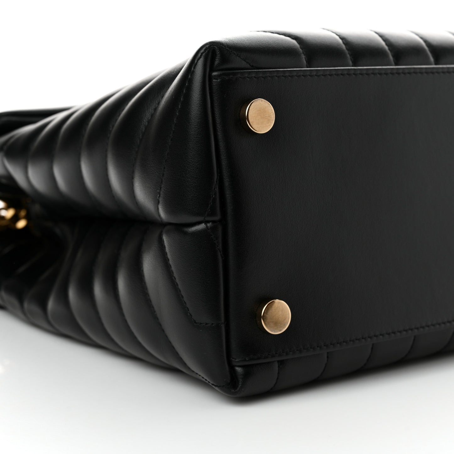 Calfskin Y Quilted Monogram Large Loulou Chain Satchel Black