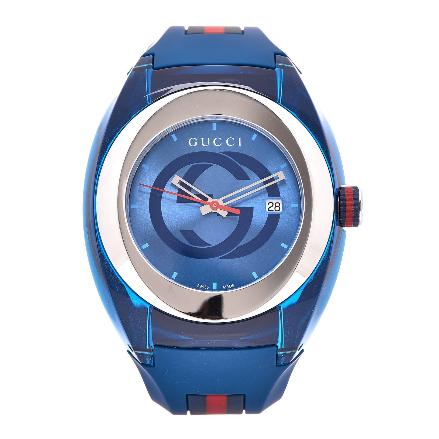 Stainless Steel Rubber 46mm Sync Web Quartz Watch Blue