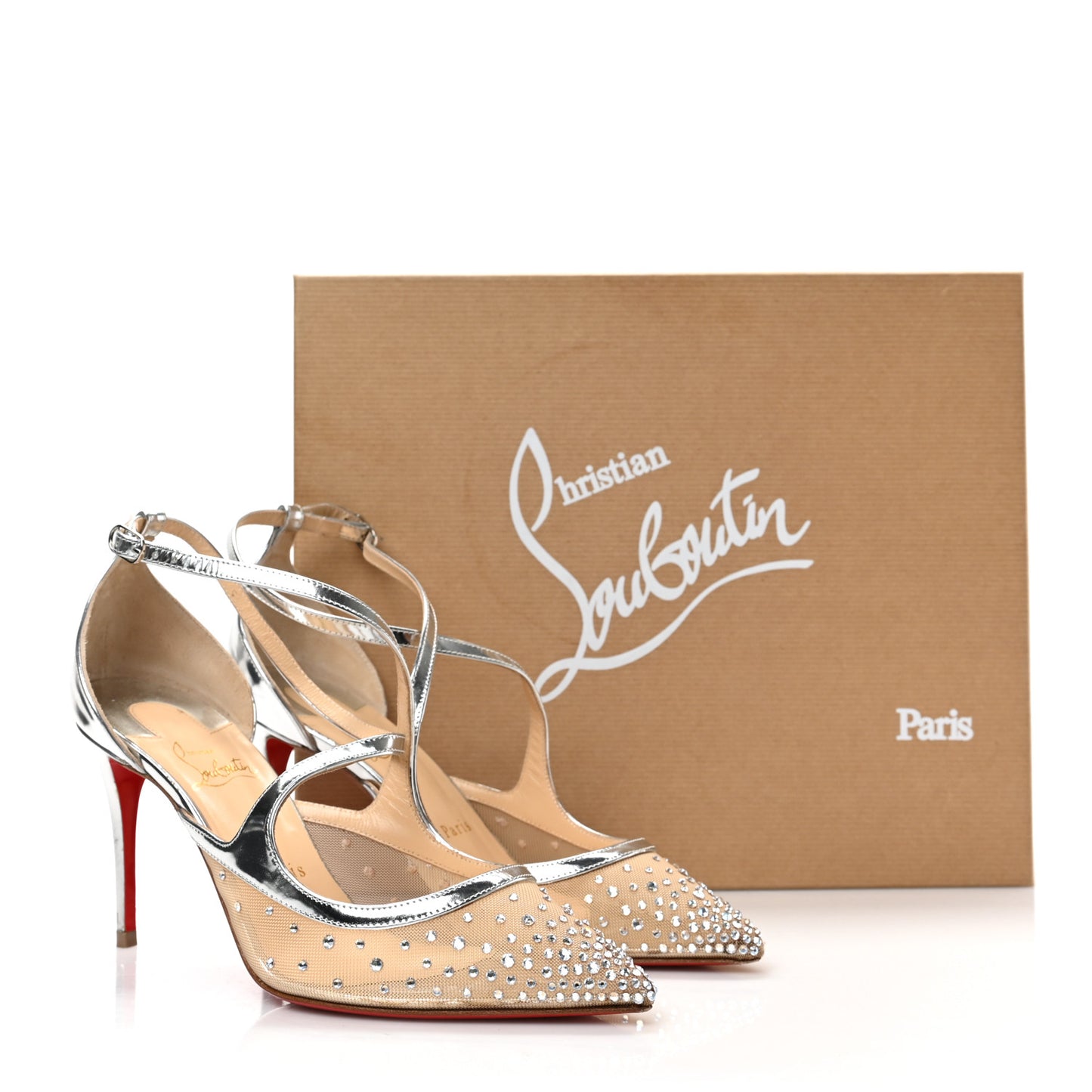 Dentelle Jacquard Strass Twistissima 85 Pumps 37.5 Silver