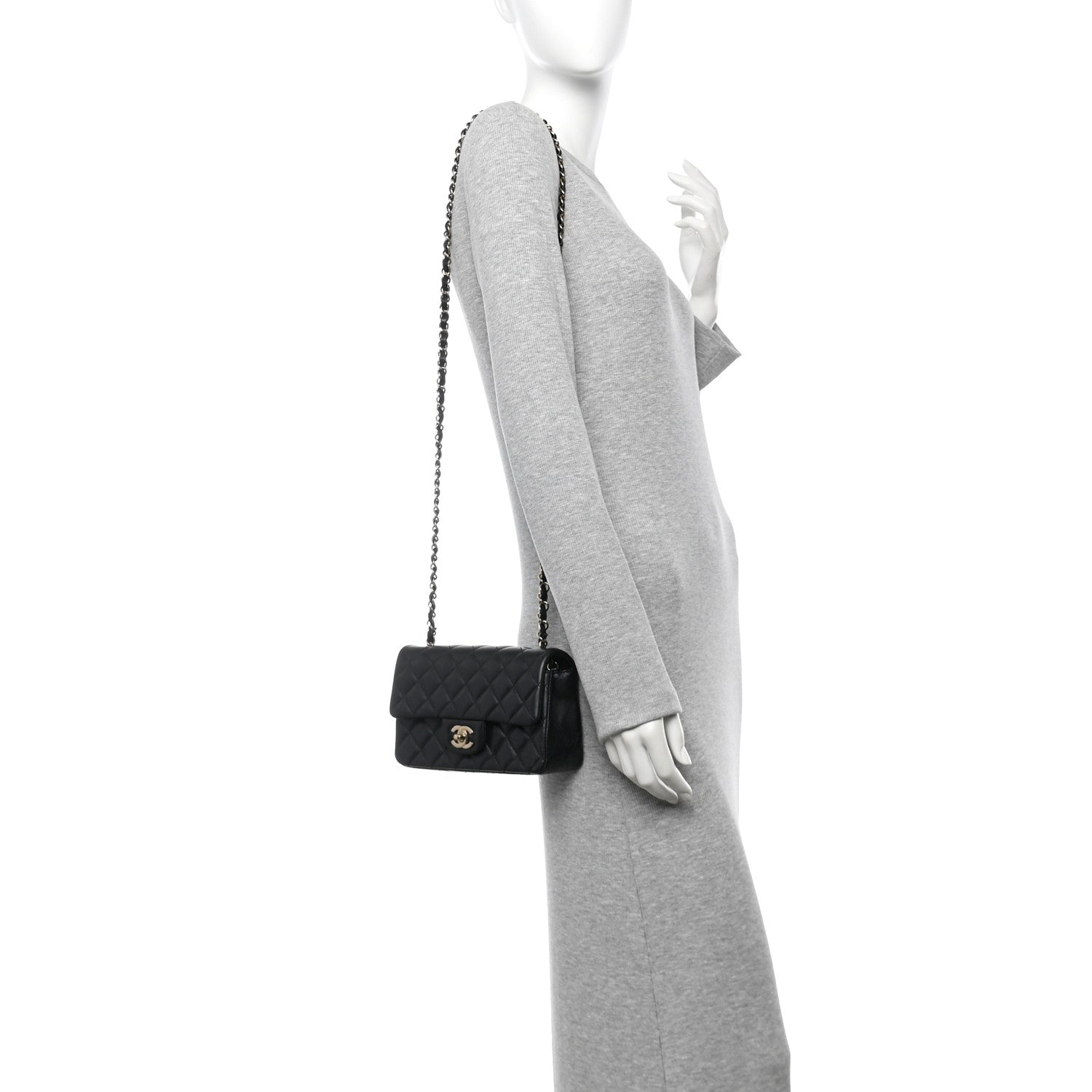 Chanel Lambskin Quilted Mini Rectangular Flap Black 2 of 13