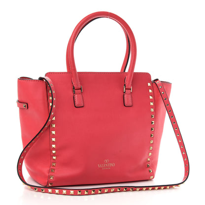 Valentino Garavani Vitello Rockstud Double Handle Tote Deep Rose 3 of 9