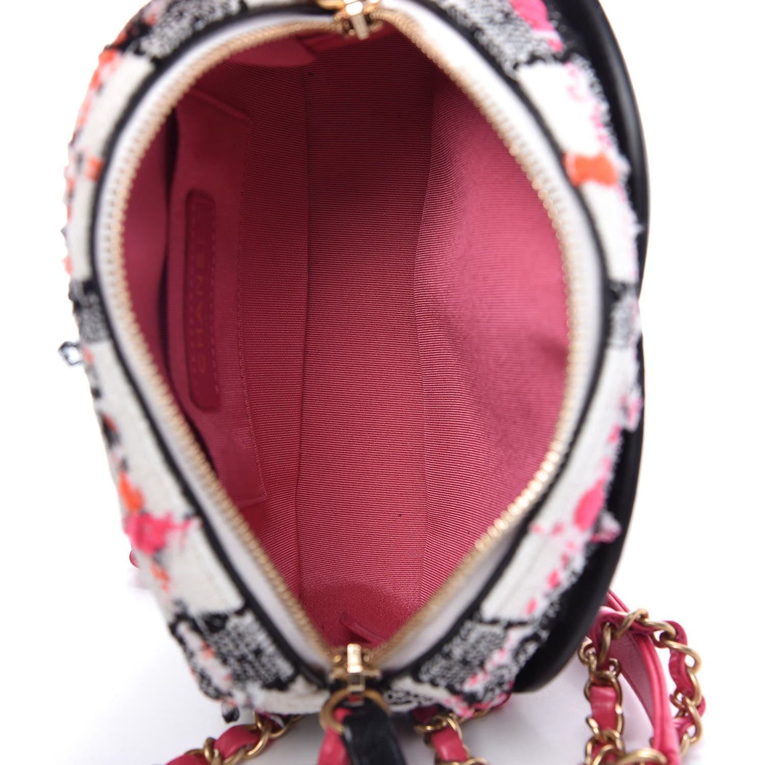 Chanel Tweed Lambskin Quilted Coco Midnight Camera Case White Black Multicolor 5 of 10