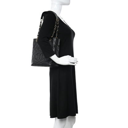 Chanel Caviar Quilted Petit Shopping Tote PST Black 2 of 15