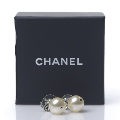 Chanel Crystal Pearl CC Drop Earrings Silver 5 of 5