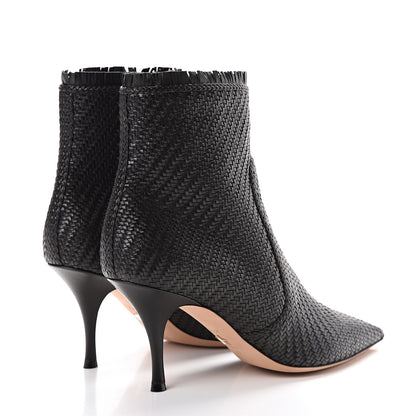 Christian Dior Lambskin Woven Ankle Boots 42 Black 4 of 10