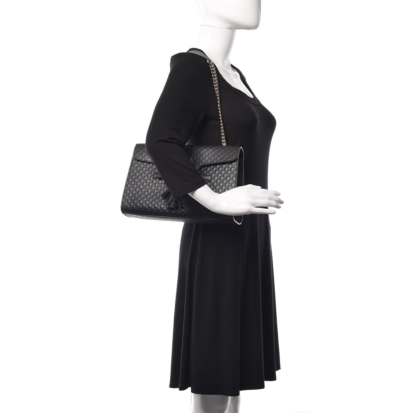 Microguccissima Medium Emily Chain Shoulder Bag Black