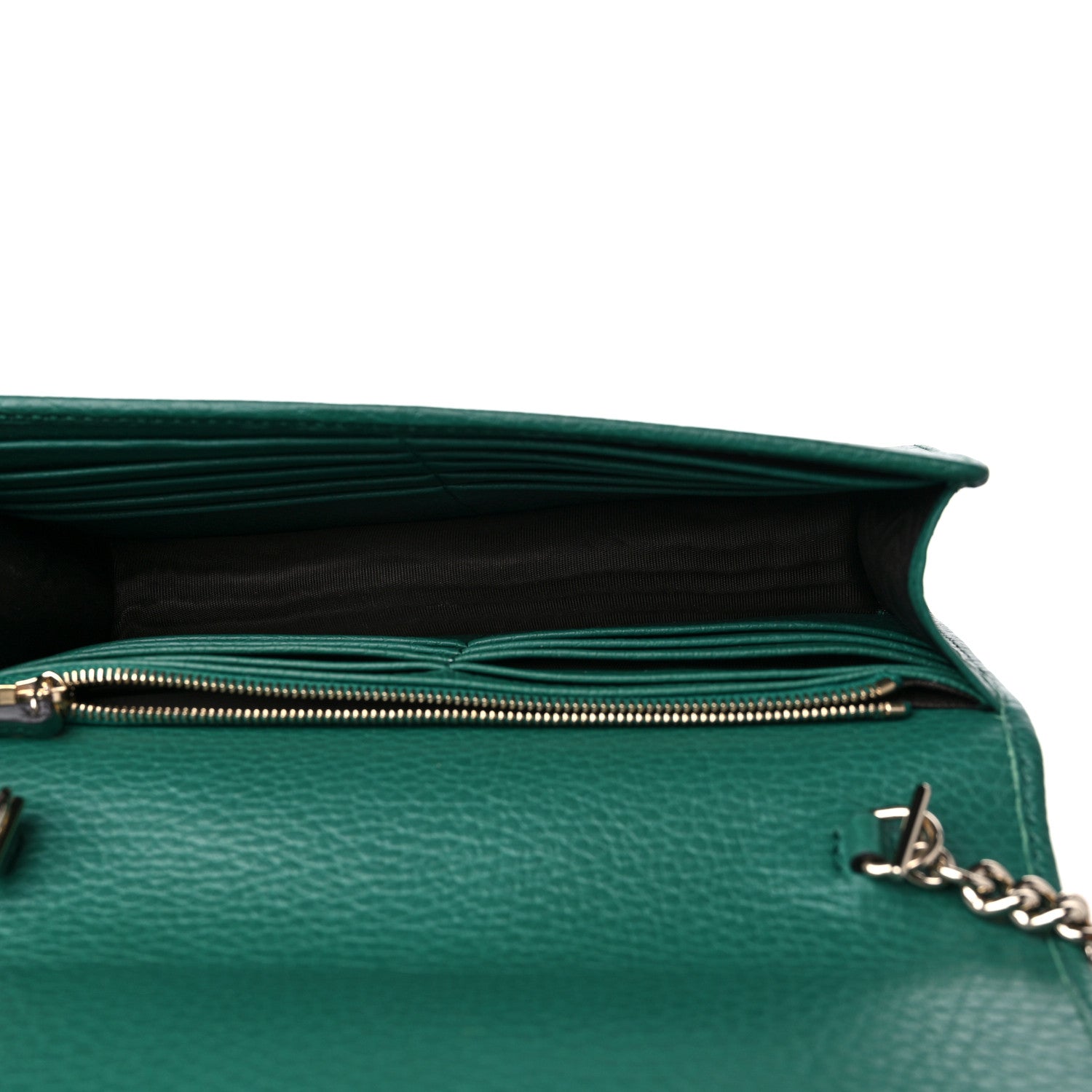 Gucci Dollar Calfskin Interlocking G Chain Wallet Emerald 4 of 9