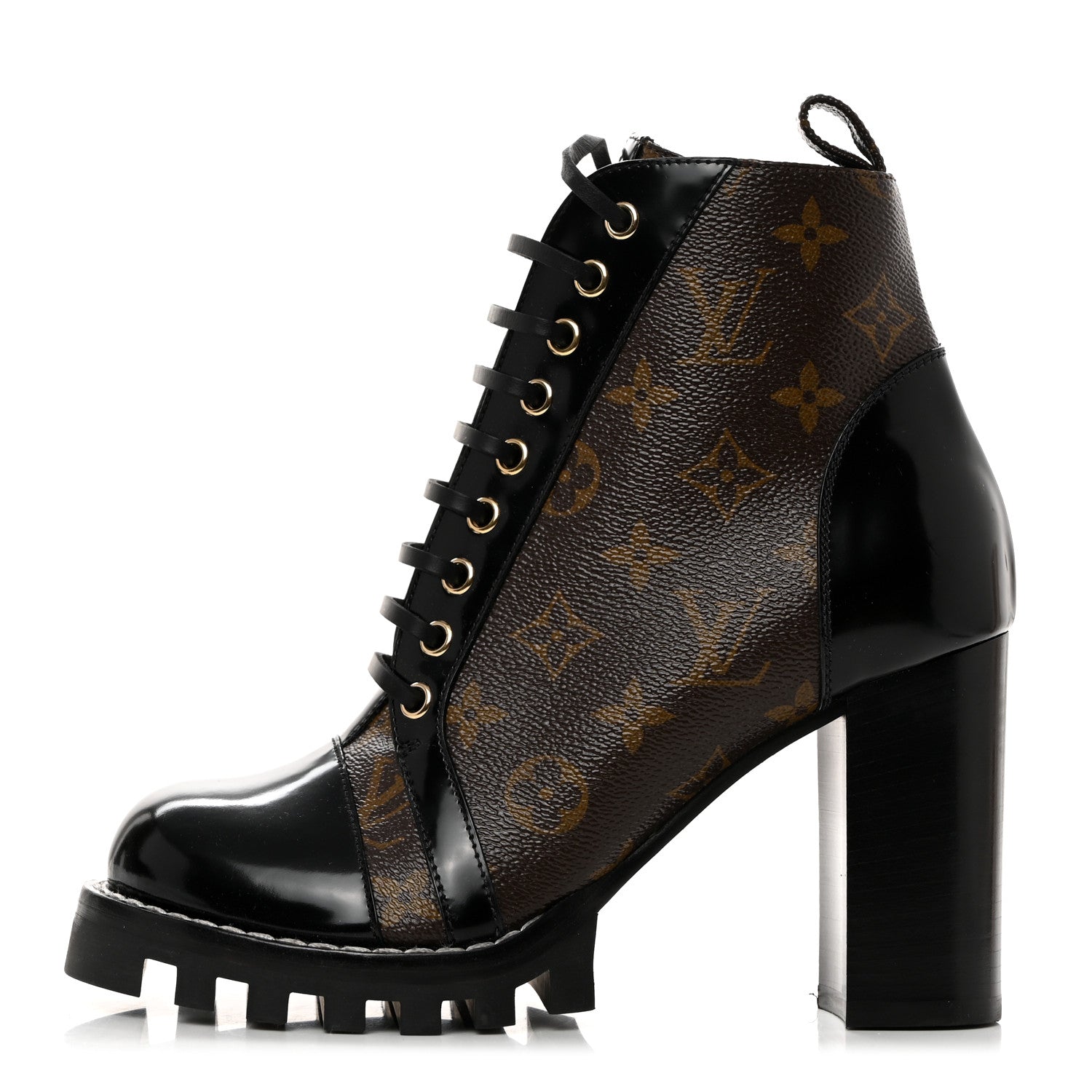 Louis Vuitton Patent Calfskin Monogram Star Trail Ankle Boots 38 Black 1 of 8
