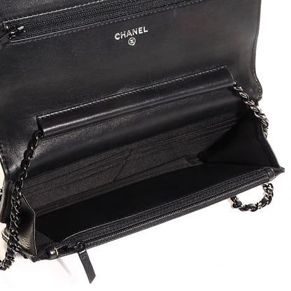 Chanel Lambskin Quilted Boy Wallet On Chain WOC So Black 5 of 9