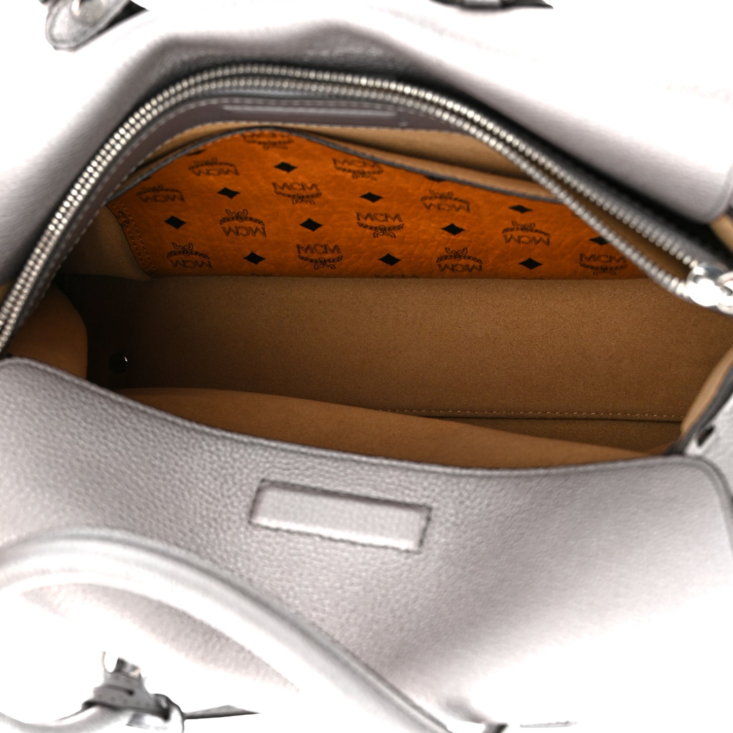 Metallic Grained Calfskin Medium Milla Tote Spike Silver