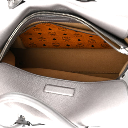MCM Metallic Grained Calfskin Medium Milla Tote Spike Silver 5 of 13