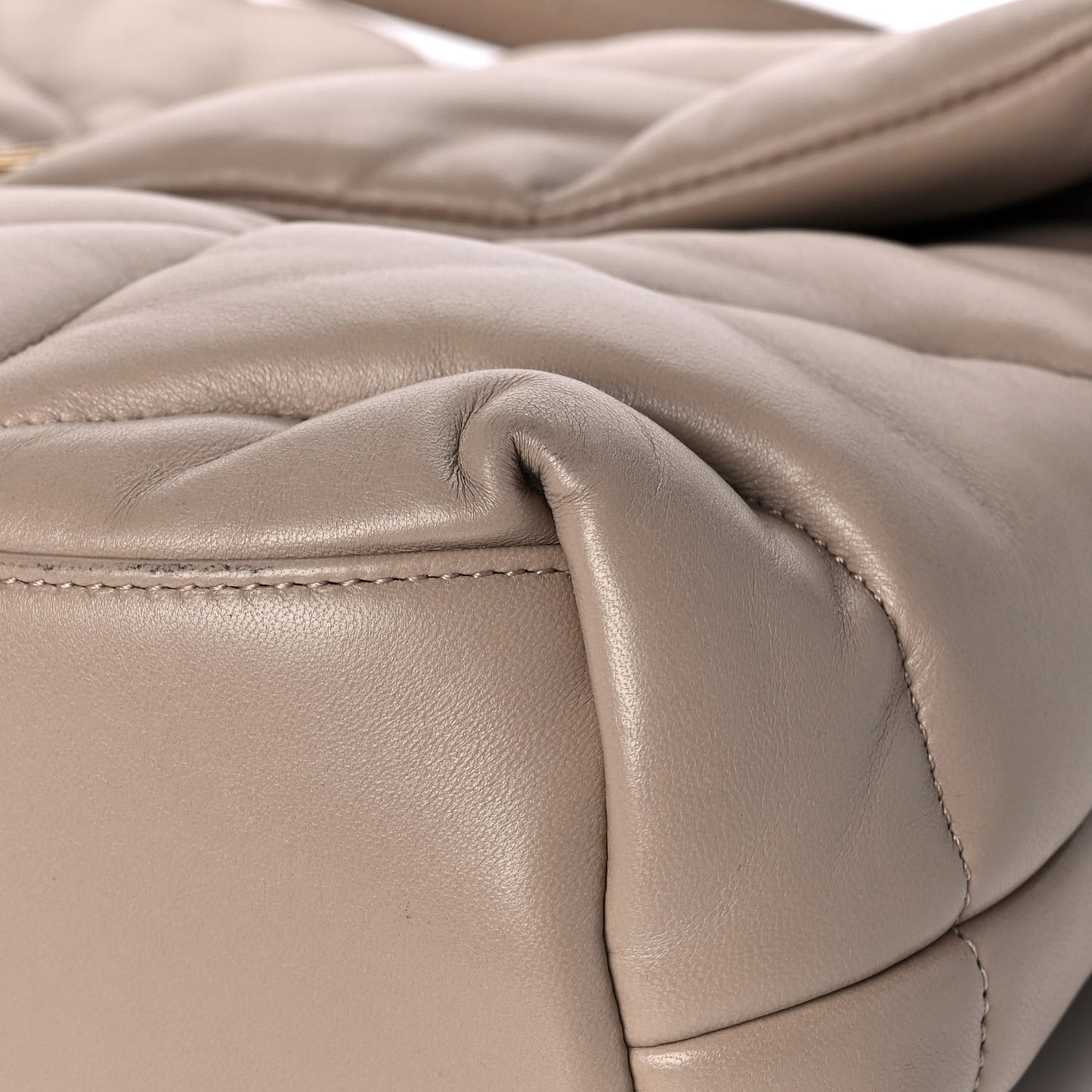 Lambskin Quilted Medium Loulou Puffer Monogram Chain Satchel Dark Beige
