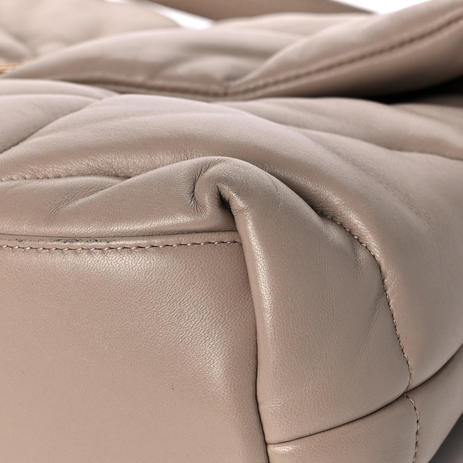 Saint Laurent Lambskin Quilted Medium Loulou Puffer Monogram Chain Satchel Dark Beige 10 of 14
