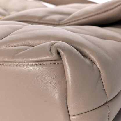 Saint Laurent Lambskin Quilted Medium Loulou Puffer Monogram Chain Satchel Dark Beige 10 of 14