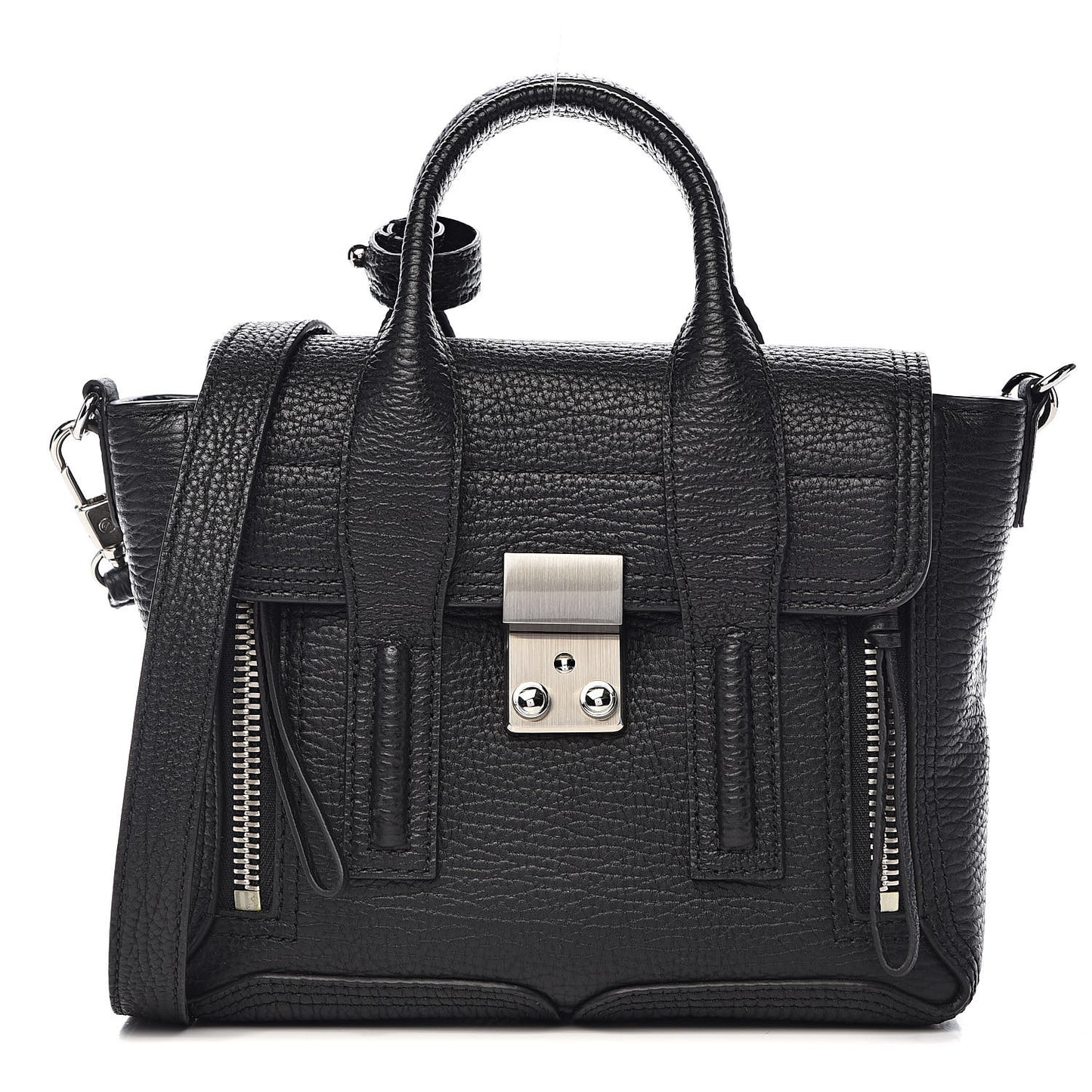 3.1 Textured Calfskin Mini Pashli Satchel Black