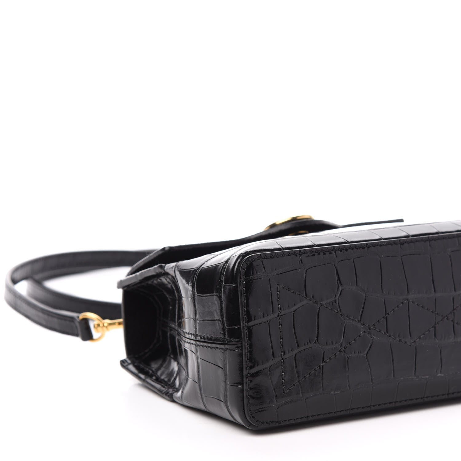 Mulberry Shiny Croc Calfskin Embossed Micro Seaton Black 8 of 10