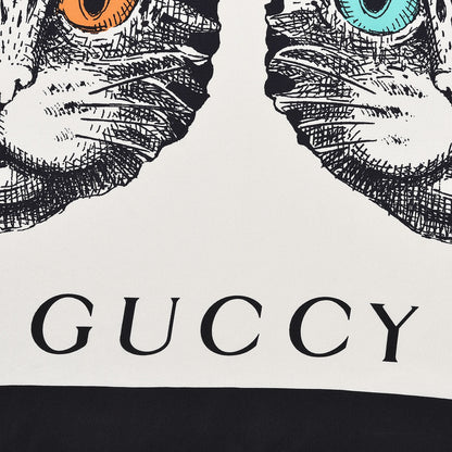 Gucci Silk Twill Forcats Square Scarf Ivory Black 4 of 4