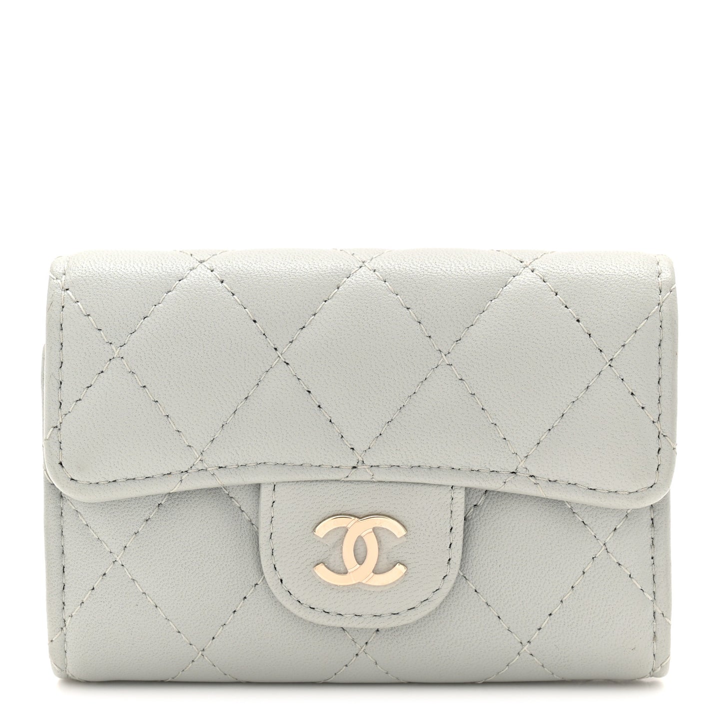 Lambskin Quilted Classic 4 Key Holder Wallet Grey