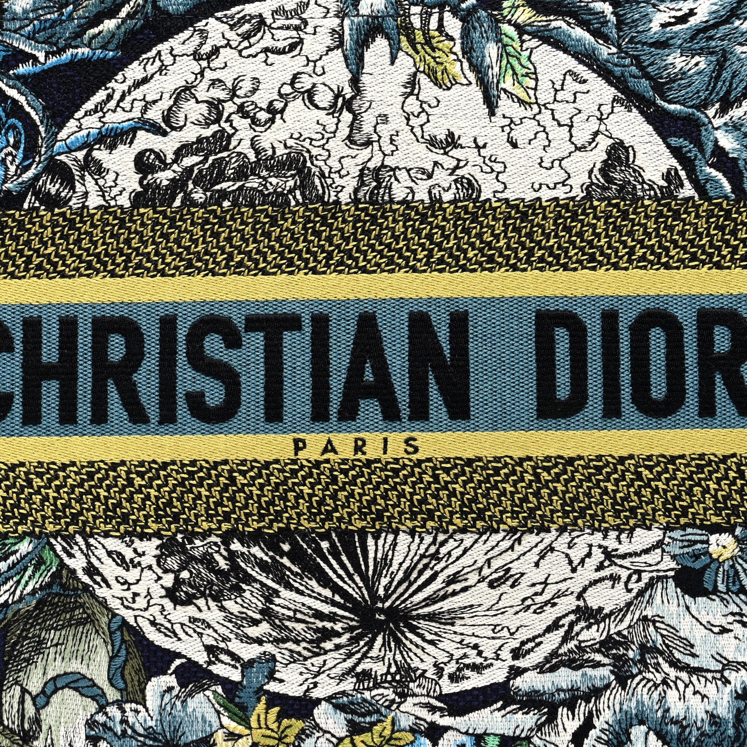 Christian Dior Canvas Embroidered Medium Zodiac Book Tote Blue Multicolor 8 of 10