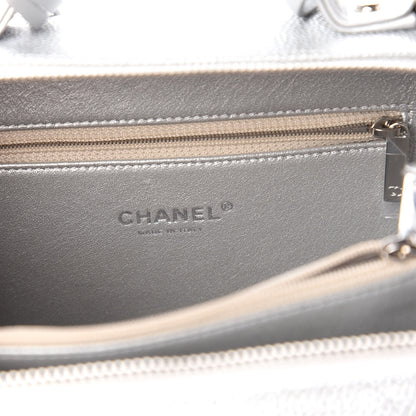 Chanel Metallic Caviar Quilted Medium CC Filigree Vanity Case Silver 8 of 11