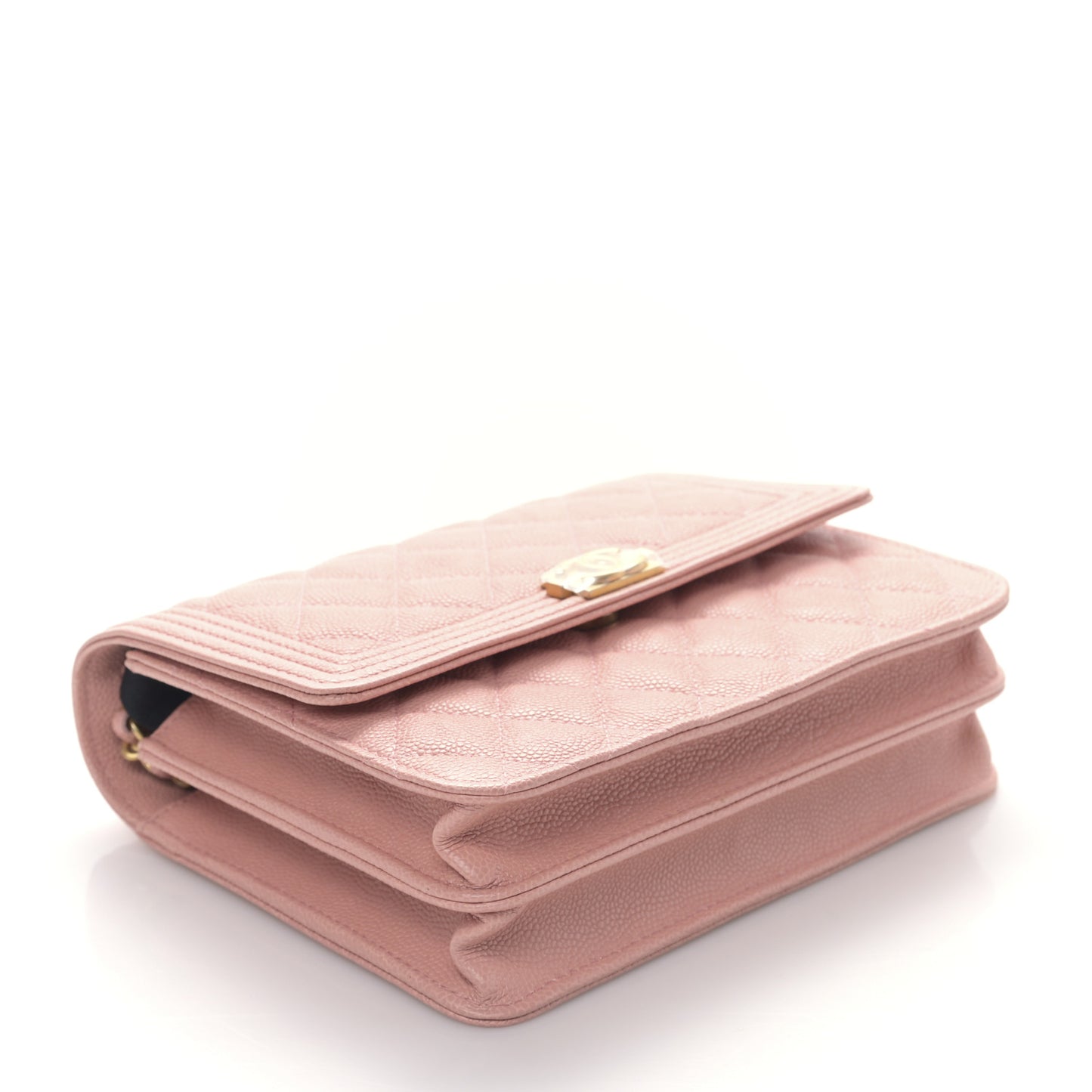 Caviar Quilted Boy Square Wallet on Chain WOC Pink