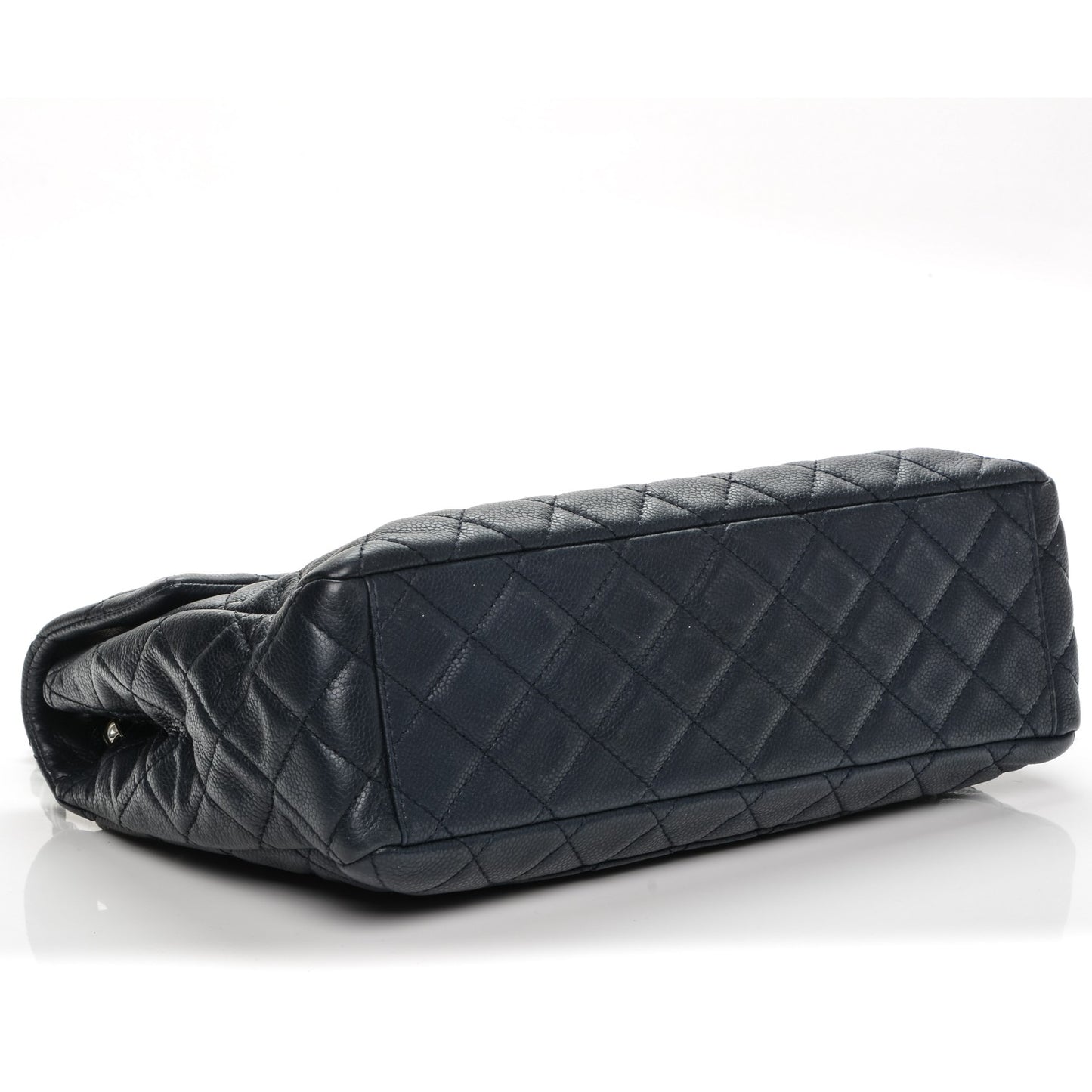 Washed Caviar Maxi Single Flap Navy