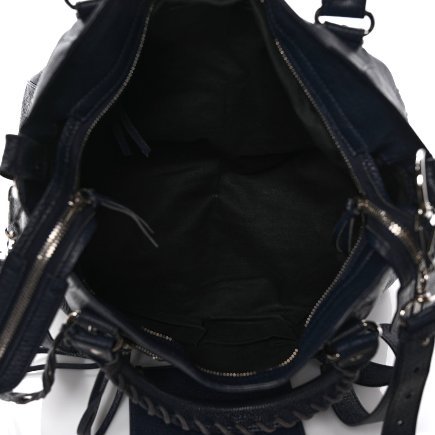 Balenciaga Chevre Silver Metallic Edge Hardware Velo Bleu Nuit Dark Sea 5 of 9
