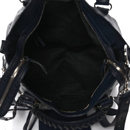 Balenciaga Chevre Silver Metallic Edge Hardware Velo Bleu Nuit Dark Sea 5 of 9