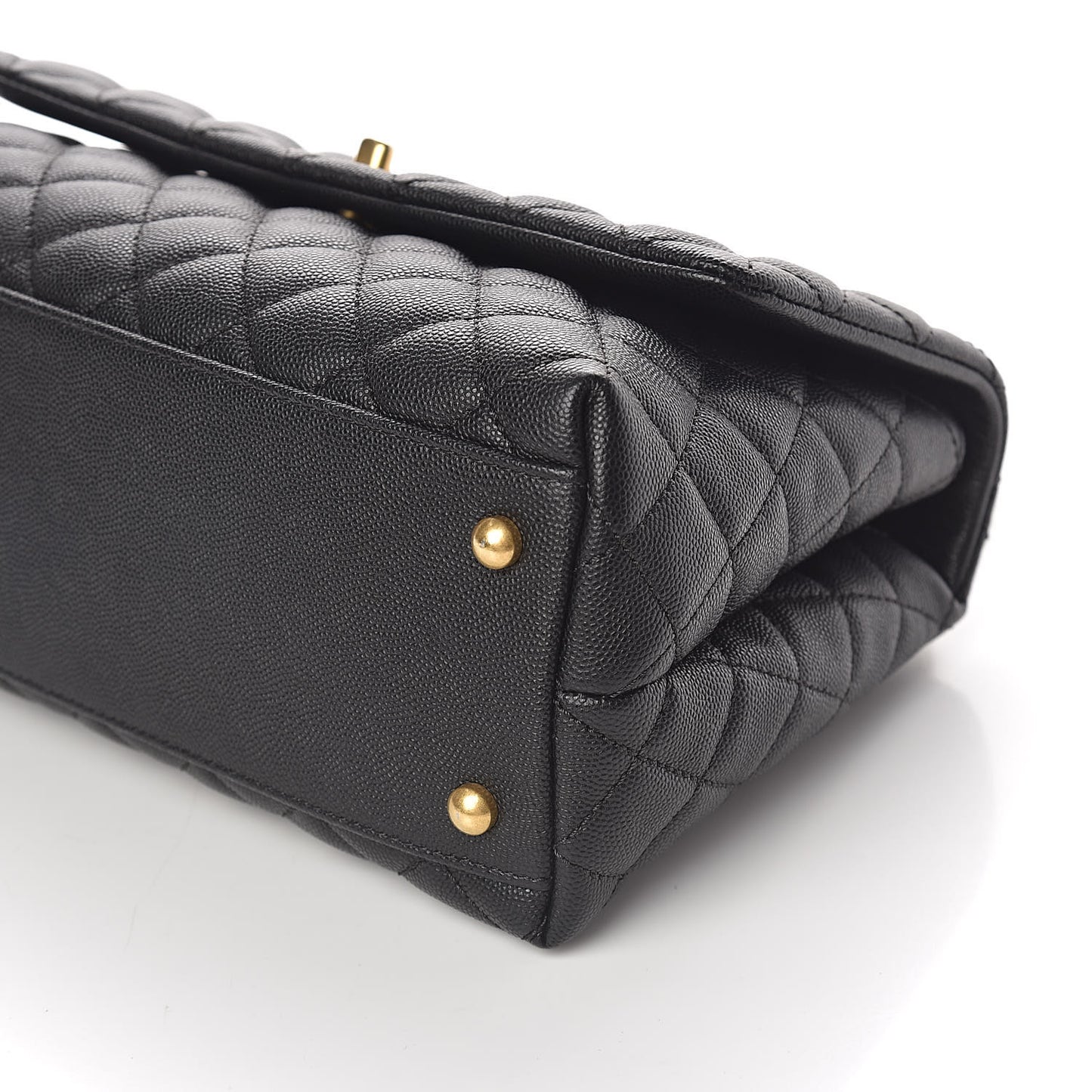 Caviar Quilted Small Coco Handle Flap Black
