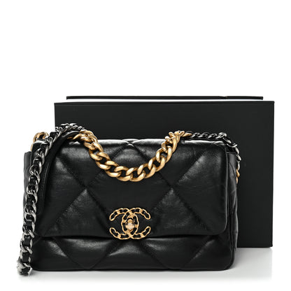 Chanel Shiny Goatskin Quilted Medium Chanel 19 Flap Black 11 of 11