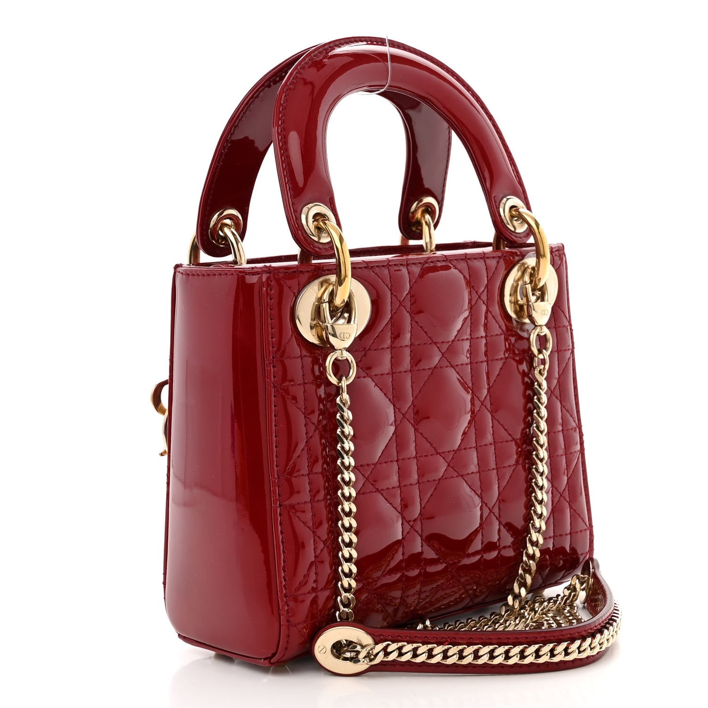 Patent Cannage Mini Lady Dior Red