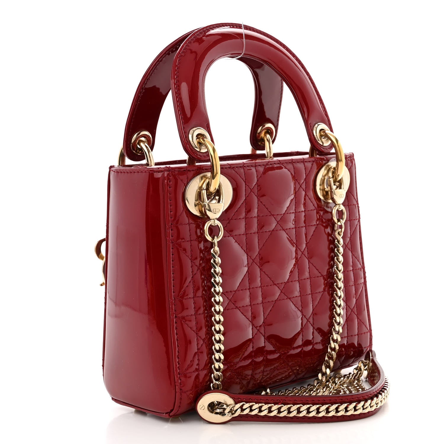 Christian Dior Patent Cannage Mini Lady Dior Red 3 of 12