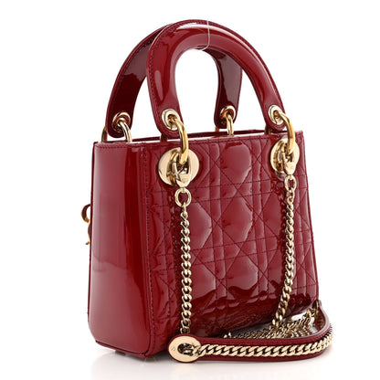Christian Dior Patent Cannage Mini Lady Dior Red 3 of 12