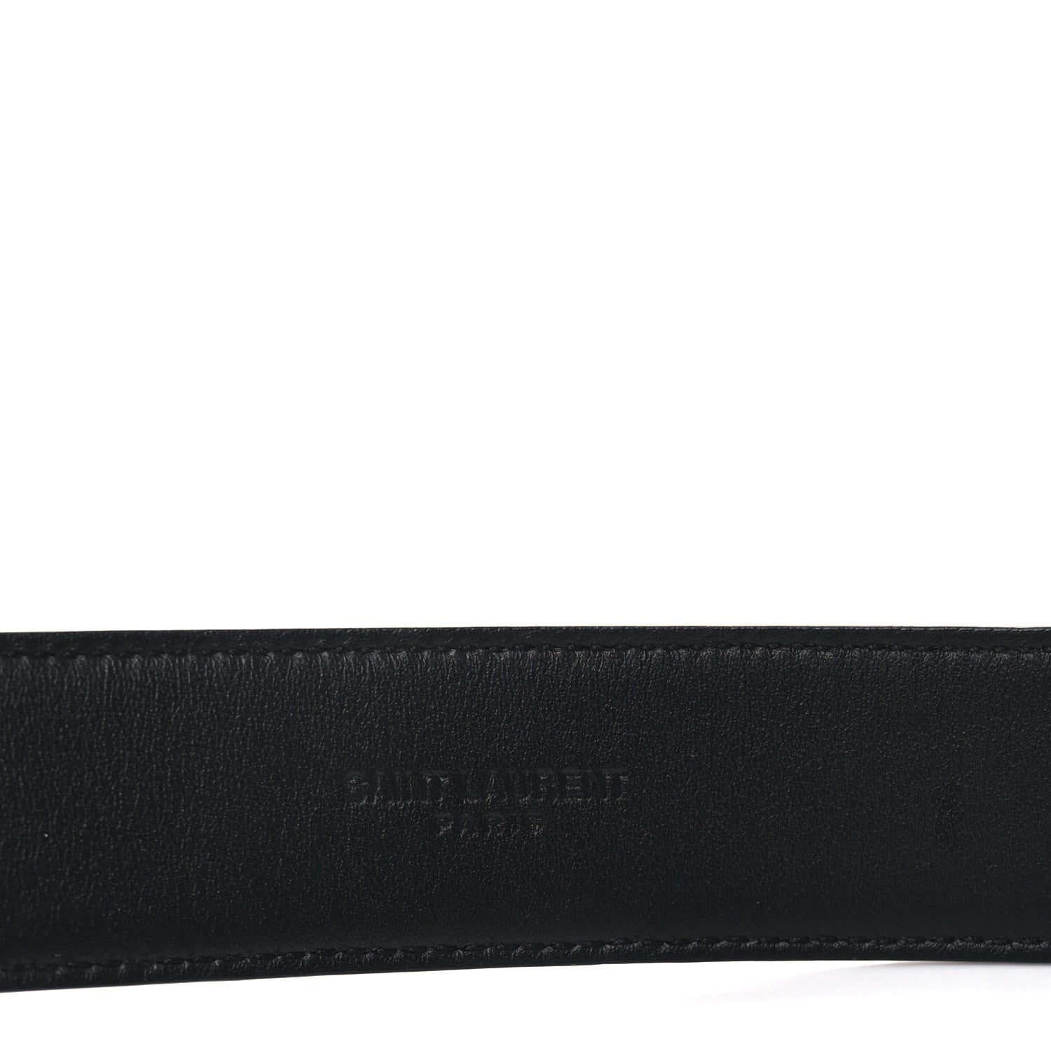 Saint Laurent Calfskin Crocodile Embossed Monogram Square Buckle Belt 100 40 Black 4 of 6