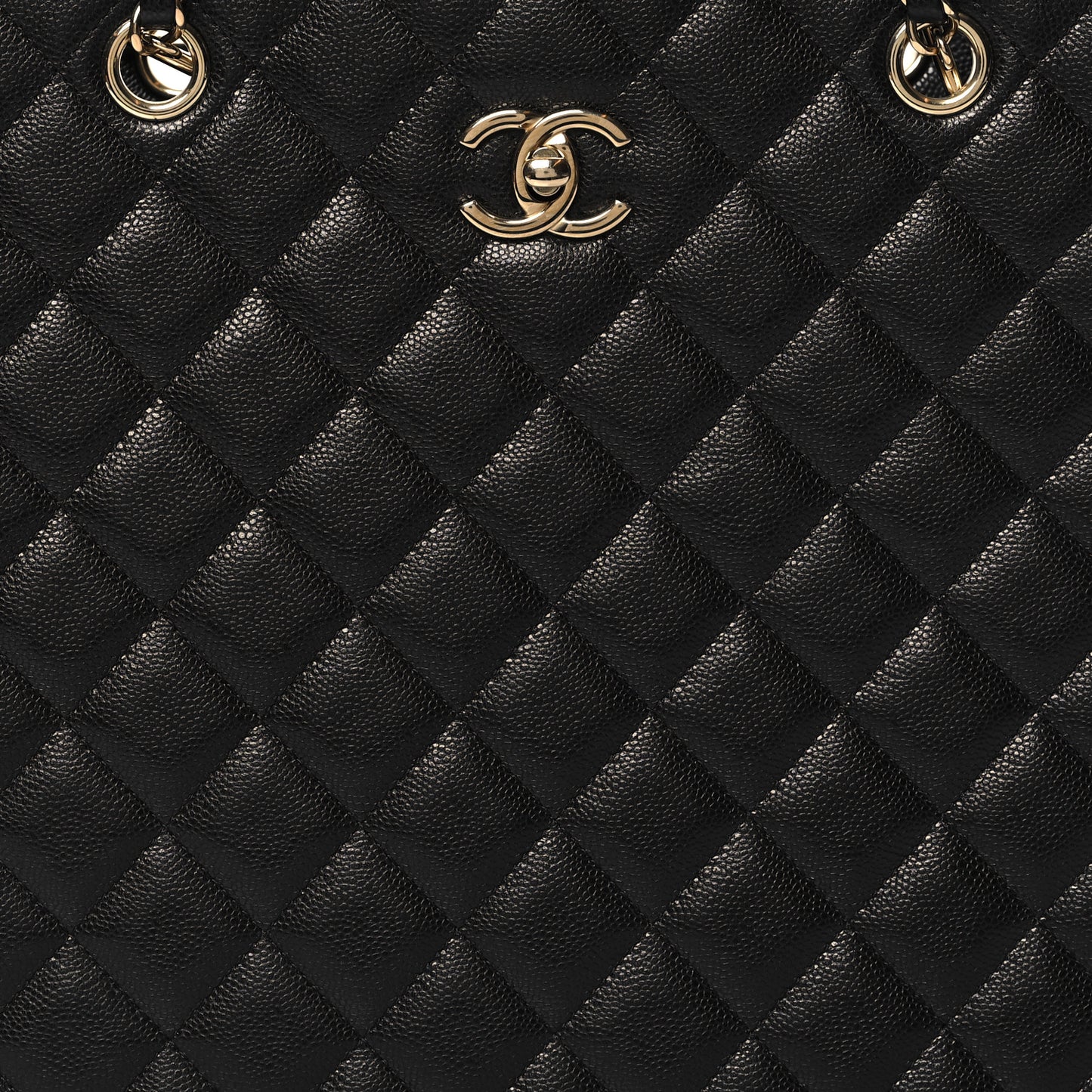 Caviar Quilted Large Shopping Tote Black