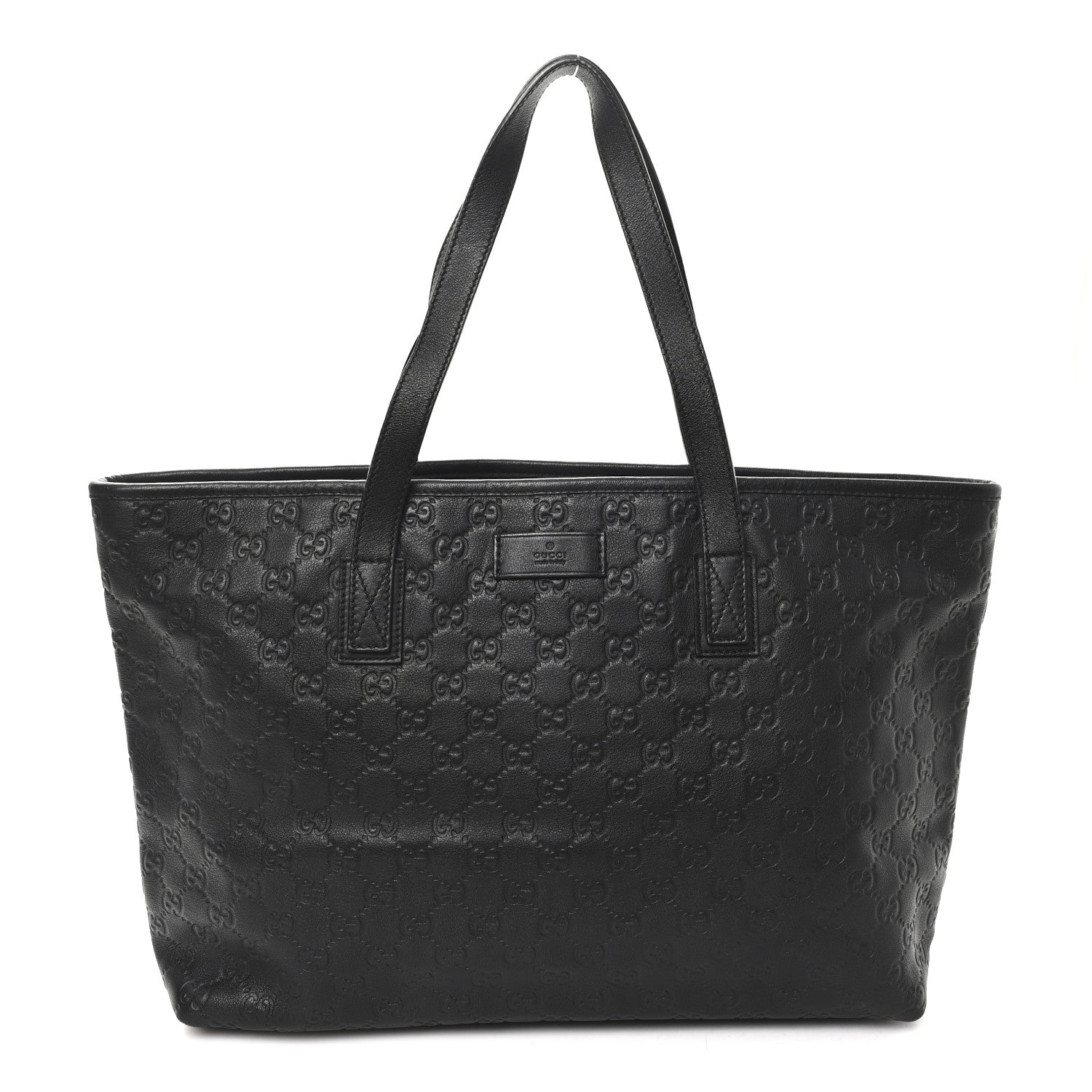 Gucci Guccissima Medium Zippered Shopping Tote Black 1 of 10