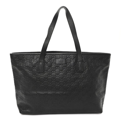 Gucci Guccissima Medium Zippered Shopping Tote Black 1 of 10