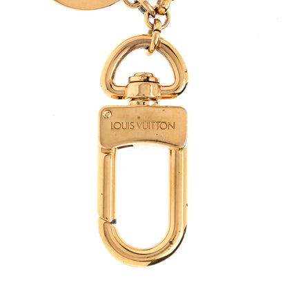 Louis Vuitton Brass Enamel Fleur De Monogram Bag Charm Chain Gold 3 of 5