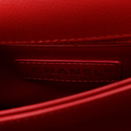 Chanel Caviar Quilted Lizard Embossed Extra Mini Coco Handle Flap Red 6 of 9