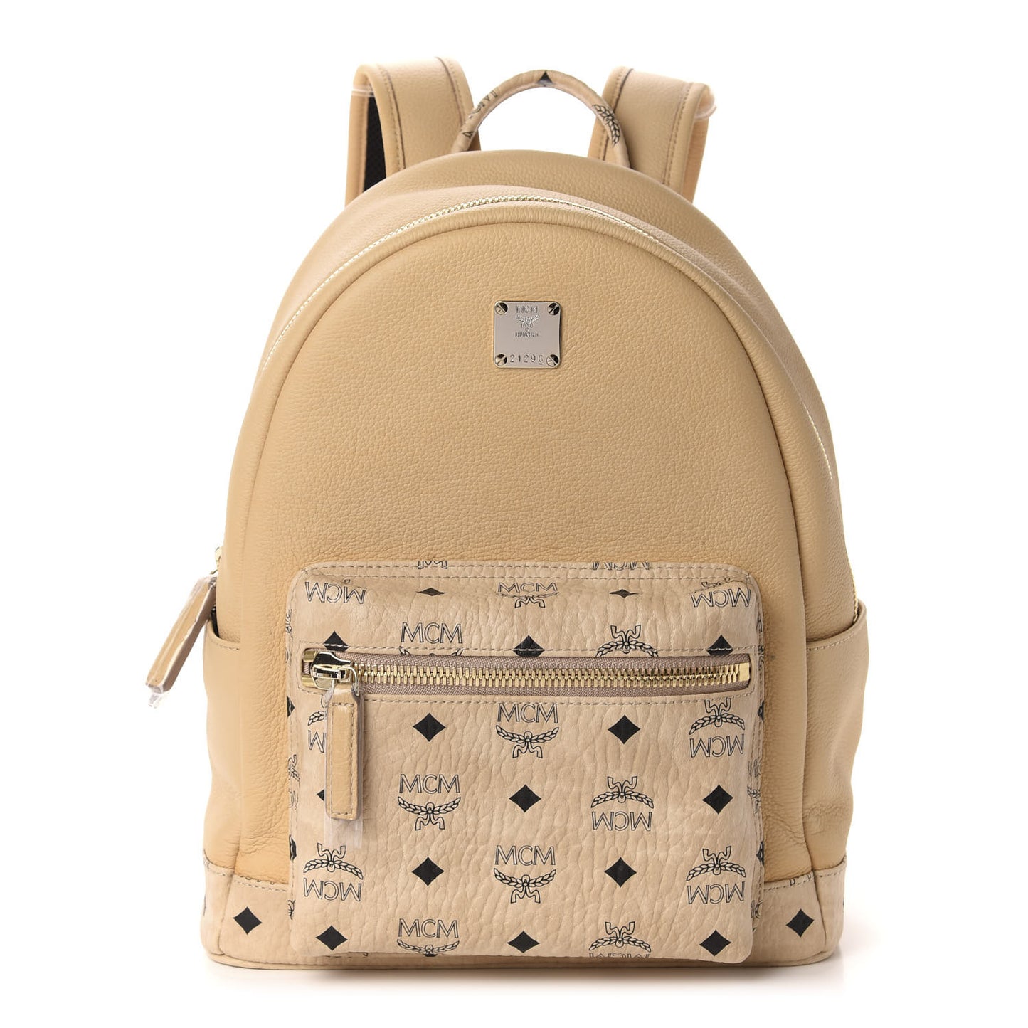 Calfskin Visetos Small Backpack Beige