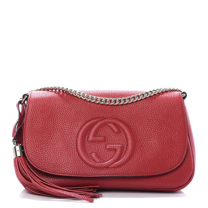 Gucci Pebbled Calfskin Medium Soho Flap Crossbody Vibrant Red 1 of 11