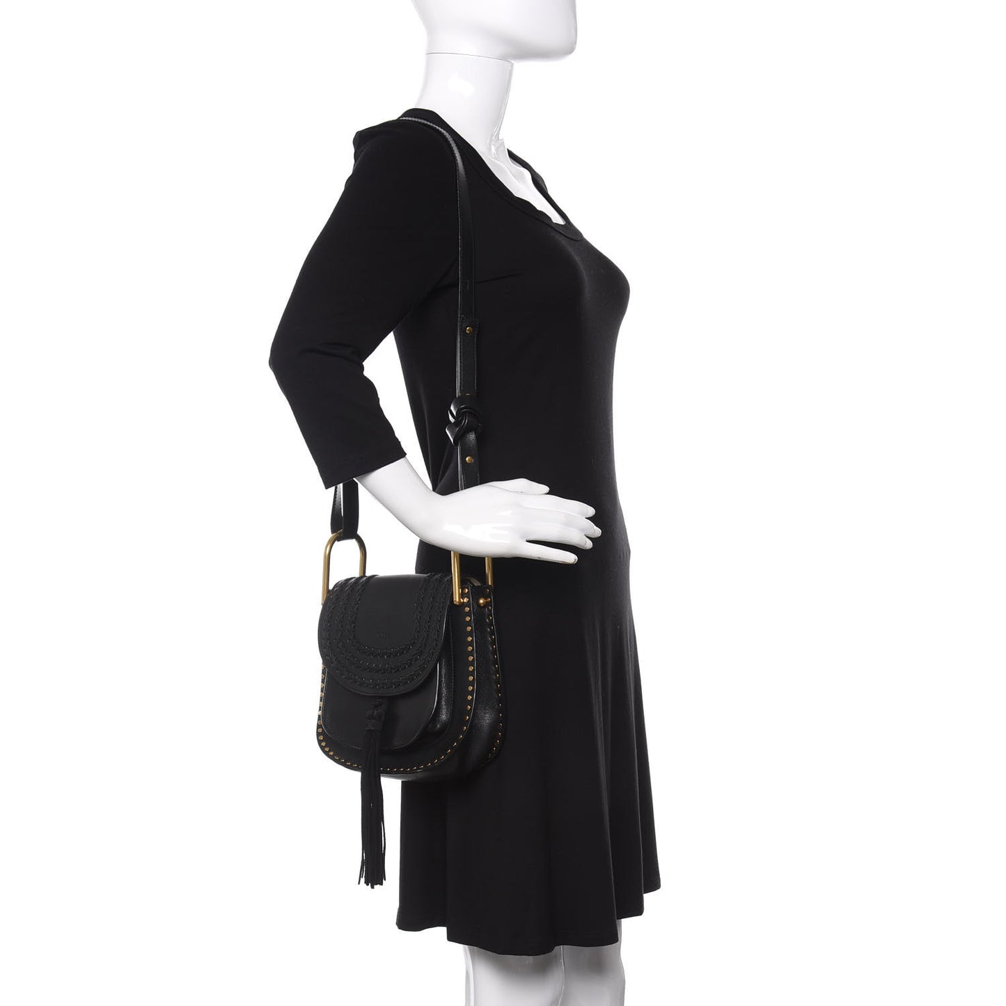 Calfskin Braided Small Hudson Shoulder Bag Black